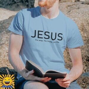 JESUS IS THE WAY THE TRUTH THE LIFE Graphic Tee Light Blue T-Shirt